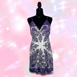 Y2K 2000s Purple And White Spaghetti Strap Dress